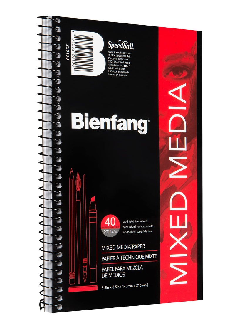 Bienfang Mixed Media Pad, 5.5x8.5 Inches, 40-Sheets Artist Paper, Spiral-Bound Sketchbook, 90lb,146gsm - Image 2